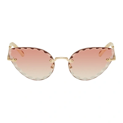 Chloé Chloe Gold And Pink Rosie Sunglasses