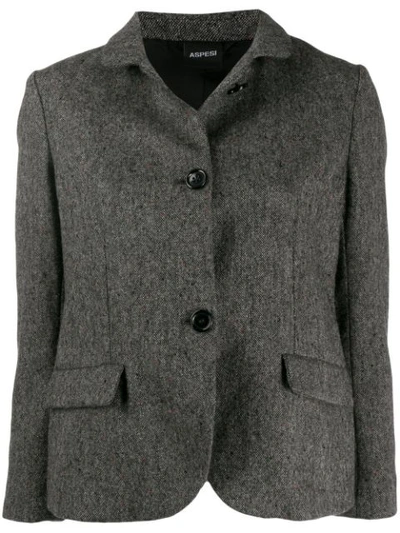 Aspesi Fitted Wool Jacket In Grey