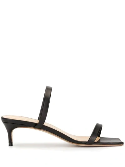 By Far Thalia Square-toe Leather Sandals In Black