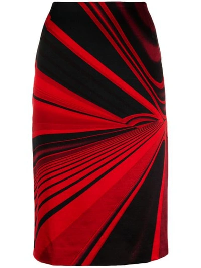 Pre-owned Versace 1990's Abstract Vector Printed Skirt In Red