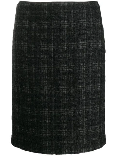 Pre-owned Prada 2000's Plaid Knitted Skirt In Black
