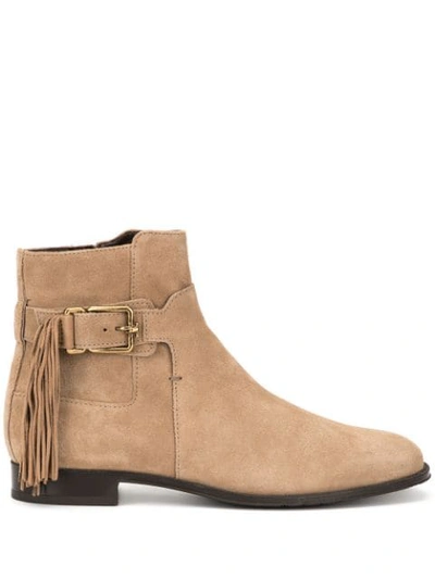 Tod's Fringe Detail Boots In Brown