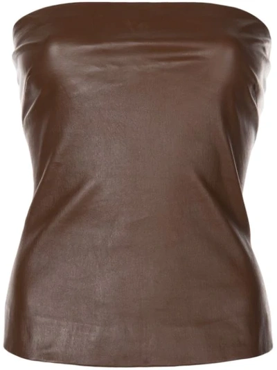 Rosetta Getty Textured Bandeau Top In Brown