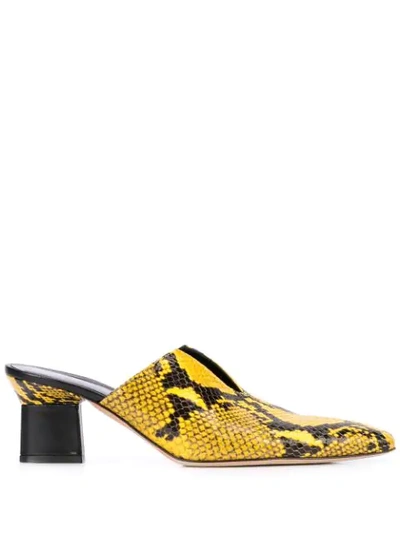 Rosetta Getty Snakeskin Mules In Yellow