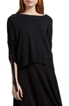 Michael Stars Cecily Ruched Sleeve Pullover In Black