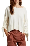 Michael Stars Cecily Ruched Sleeve Pullover In Chalk