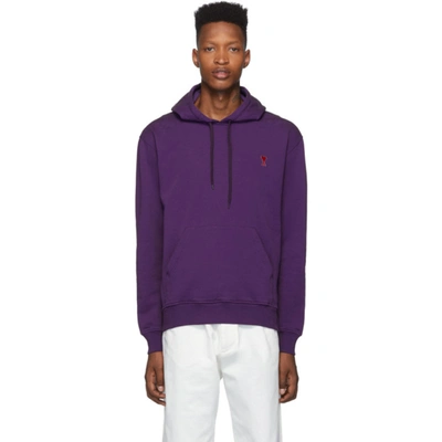 Ami Alexandre Mattiussi Hoodie With Red Ami De Coeur In 500 Violet