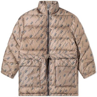 Wooyoungmi All Over Logo Puffer Jacket In Neutrals