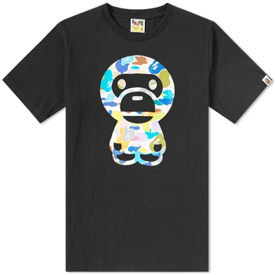 A Bathing Ape Multi Camo Big Baby Milo Tee In Black