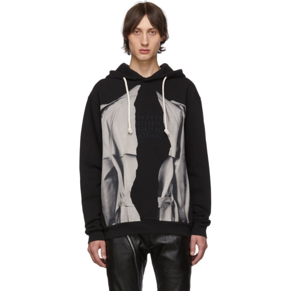 Maison Margiela Logo Embroidered Sweatshirt Hoodie In 900 Black | ModeSens