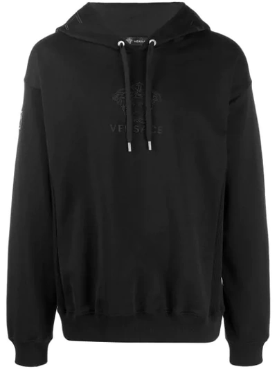 Versace Medusa Embroidered Hoodie In Black