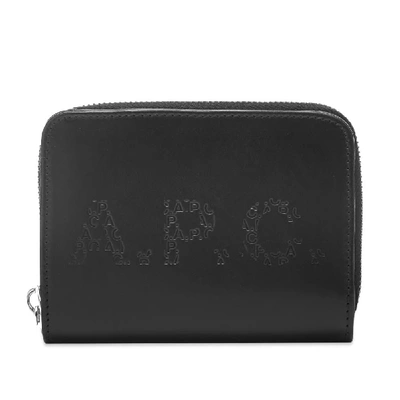 Apc A.p.c. Emmanuel Embossed Logo Zip Wallet In Black
