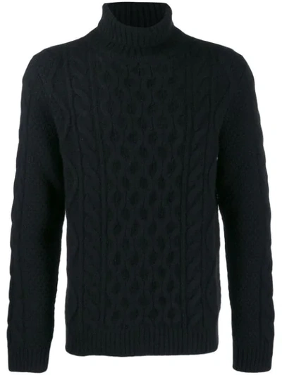 Alanui Cable-knit Roll-neck Jumper In Black
