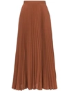 Valentino High-waisted Pleated Silk Midi Skirt In Orange