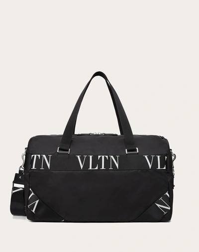 Valentino Garavani Uomo Nylon Duffle Bag With Vltn Ribbon Handles In Black