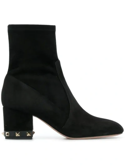 Valentino Garavani Women's Rockstud Suede Ankle Boots In Black