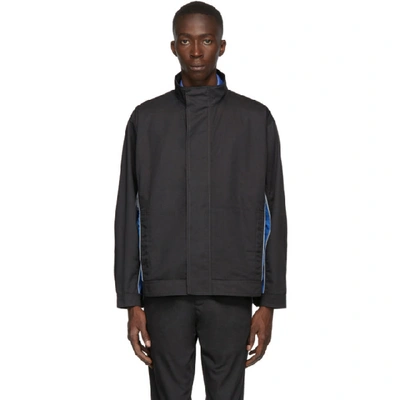 Affix Reflective-trimmed Panelled Twill Track Jacket In Grey/blue