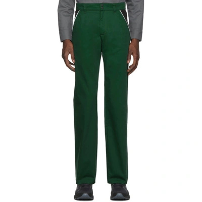 Affix Contrasting Panel Straight Trousers In Green/black