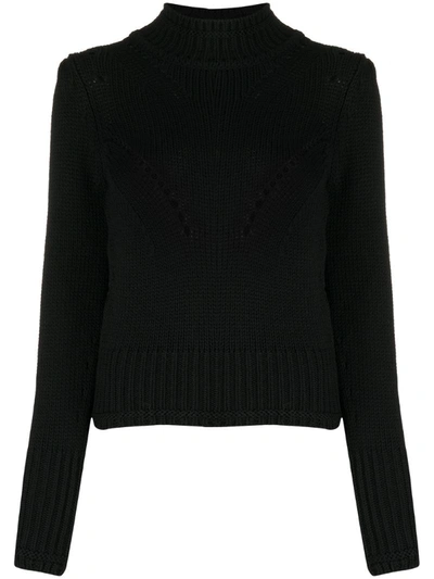 Dondup Alpaca Blend Boxy Turtle Neck Jumper In Black