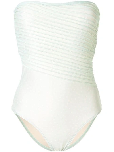 Peony Strapless Swimsuit In Green