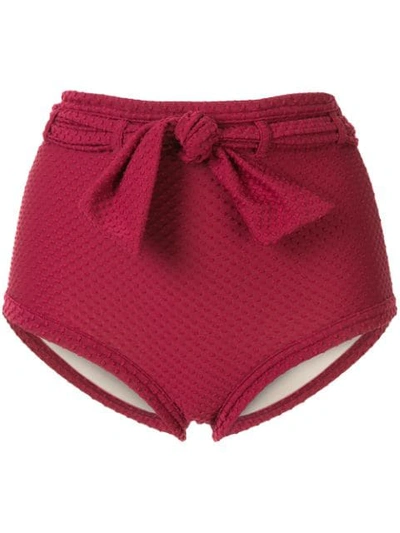 Peony High-waisted Bikini Bottoms In Red