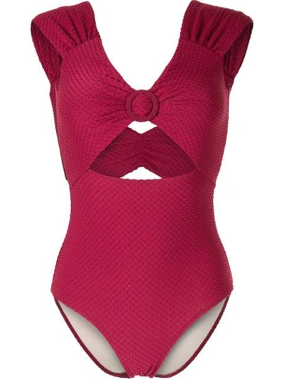 Peony Cut-out Swimsuit In Red