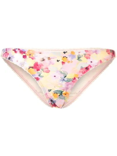 Peony Floral Print Bikini Bottoms In Multicolour