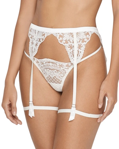 I.d. Sarrieri Bella Embroidered Tulle V-string Thong In White Pearl