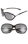 Tom Ford Jennifer 61mm Polarized Open Temple Sunglasses In Shiny Black