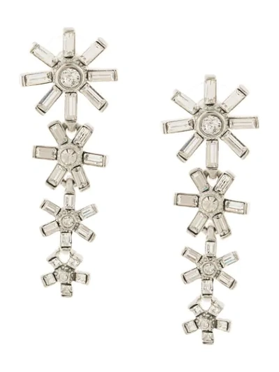 Kenneth Jay Lane Embellished Flower Earrings In Silver
