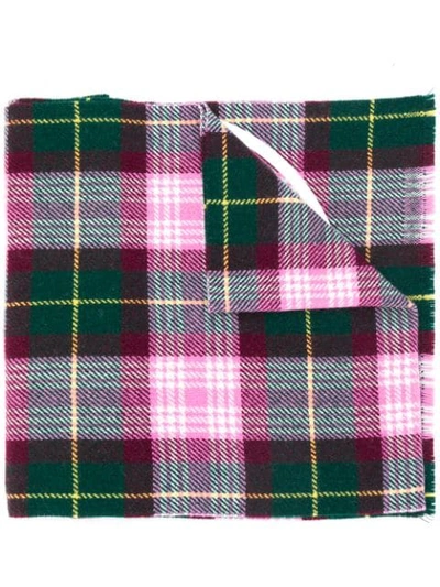 Moncler Checked Print Scarf In Pink