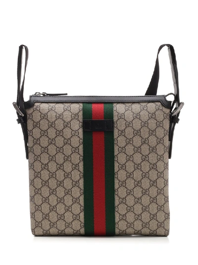 Gucci Web Gg Supreme Bag In Beige
