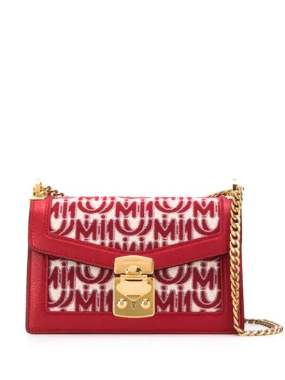 Miu Miu Confidential Logo-jacquard Shoulder Bag In Red