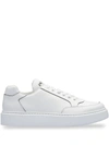 Prada Piped-trim Flatform Sneakers In White
