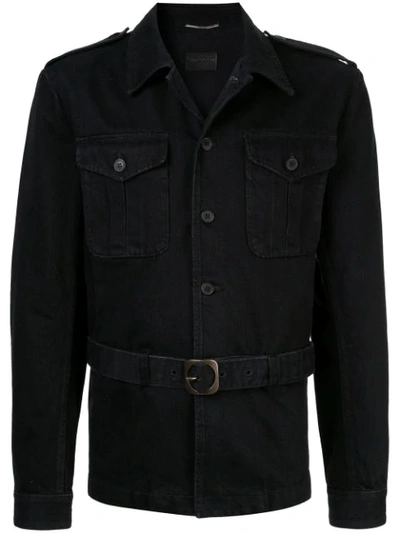 Saint Laurent Saharienne Denim Jacket In Black