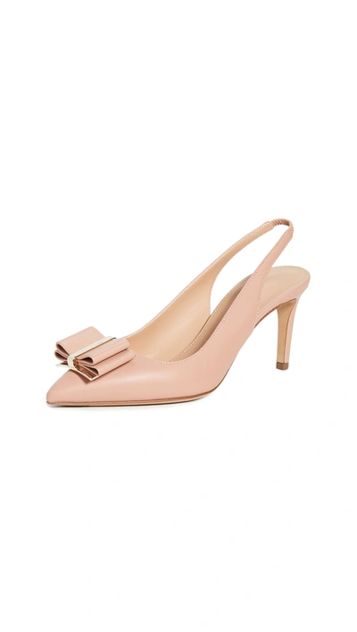 Ferragamo Zahir Leather Slingback Bow Pumps In Pink