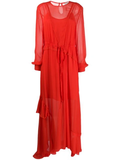 Preen Line Brea Lace-trimmed Georgette Maxi Dress In Red