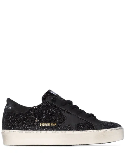 Golden Goose Hi Star Glittered Leather Trainers In Black