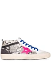 Golden Goose Mid Star Python-print Wing-tip Sneakers In Grey