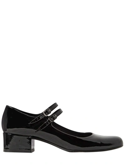 Saint Laurent Babies 40 Double Strap Mary Jane Shoe In Black Patent Leather