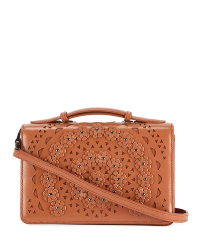 Alaïa Franca Small Vienne Fleur Shoulder Bag In Tan