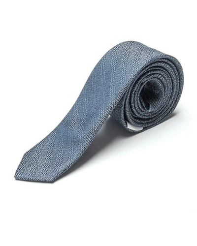 Appaman Kids' Boy's Diagonal Striped Silk Tie In Blue/gray