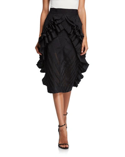 Unttld Victoria Wing-pleated Skirt In Black