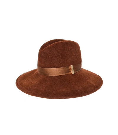 Gigi Burris Drake Wool Wide-brim Fedora Hat In Brandy