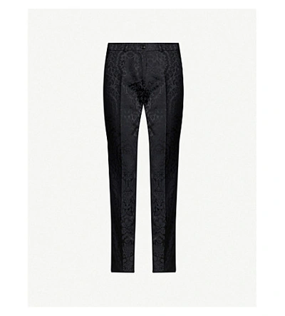Etro Cropped High-rise Brocade Straight-leg Trousers In Nero