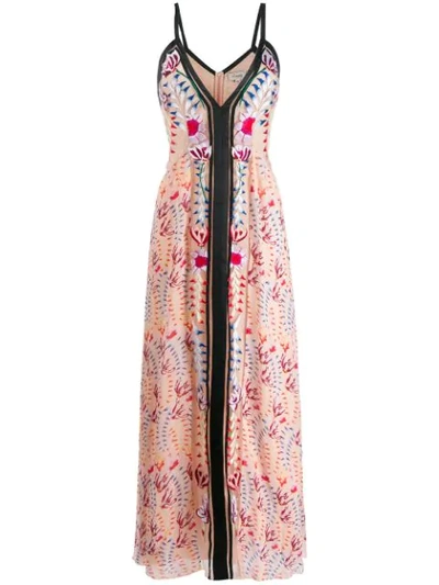 Temperley London Rosy Embroidered Tulle And Printed Georgette Maxi Dress In Neutrals