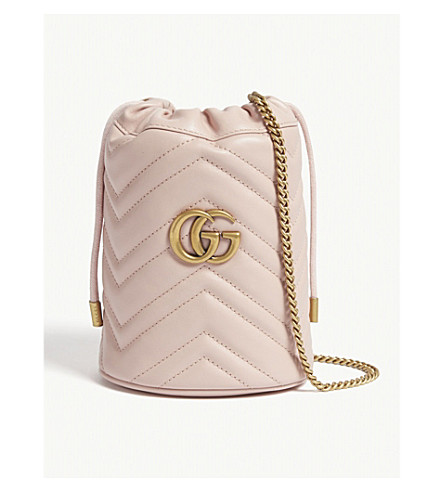 Gucci Marmont Mini Leather Bucket Bag In Perfect Pink | ModeSens