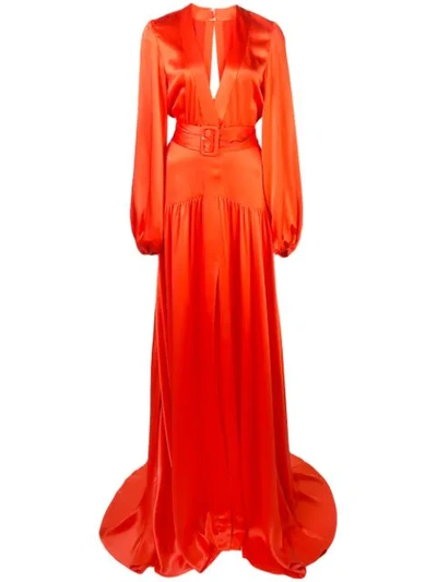 Alexis Modesta Buckle-belt Silk-crepe Dress In Red