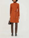 Ted Baker Embellished-trim Wool-blend Wrap Coat In Tan