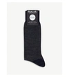 Pantherella Finsbury Patterned Wool-blend Socks In Navy/dark Grey